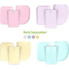 CATEKSSS Pasta Hamur Şekillendirici Spatula Seti 3 Parça Assorti Çelik Metalik