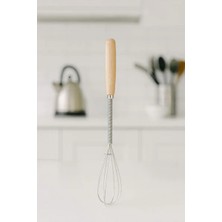 CATEKSSS Bambu Saplı Çırpıcı Yeni Model Mikser Krem Sos Karıştırıcı Metal Saplı 20 cm Çelik