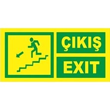 CATEKSSS Fosforlu Fotolümen Levha Çıkış Exıt Yönlendirme Sol Merdiven Iniş 12X24 cm