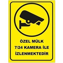 CATEKSSS Özel Mülk 7-24 Kamera ile Izlenmektedir Levhası / Tabelası 20X30 Pvc Laminasyon