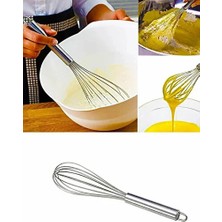 CATEKSSS Paslanmaz Çelik 25CM Çırpıcı Yumurta Süt Karıştırıcı Hamur Çırpıcı Metal Saplı Lüx Çırpıcı Çelik