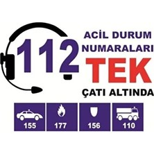 CATEKSSS Iş Güvenliği Levhası Uyarıcı Levha Ikaz Levhası Acil Durum 112 Telefonları Tek Çatıda 20X30 cm