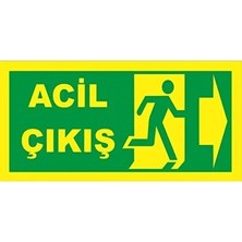 CATEKSSS Fosforlu Fotolümen Levha Acil Çıkış Yönlendirme Sağ Ok 12X24 cm F-15