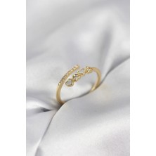 Armüz Gold Renk Zirkon Taşlı Minimal Kalp Model Kadın Yüzük