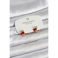 Armüz Kiraz Model Gold Renk Pirinç Çocuk Küpe