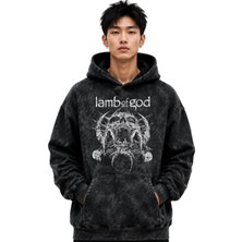 Sevbano Lamb Of God Rock Metal Müzik Grubu Baskılı Unisex Oversize Premium Yıkamalı Hoodie Sweatshirt
