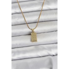 Armüz 316L Çelik Zincir Gold Renk Külçe Altın Model Kadın Kolye