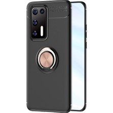 Alkar Tedarik Huawei P40 Kılıf Range Yüzüklü Silikon - Siyah-Gold
