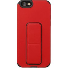Alka Apple iPhone 6 Kılıf Mega Standlı Silikon - Kırmızı