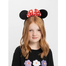 Alka Kırmızı Fiyonklu Minnie Mouse Taç Fare Tacı Kafa Bandı