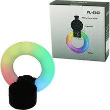 Akıllı Bayi Yuvarlak Halka - Plastik Gövde Bluetooth Wireless Mini Hoparlör Speaker USB Şarjlı - Işıklı Telfon Tutucu 5W PL-4343