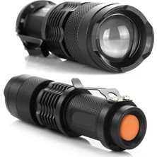 Alka Km-87 Polis Tipi Zoomlu Şarjlı Metal Dağ Kamp Cep Feneri Cree LED 2300 Lumens