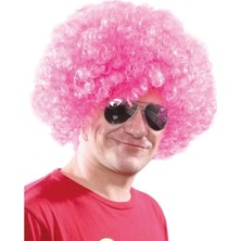 Alka Açık Pembe Renk Kıvırcık Afro Bonus Peruk