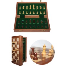 Alka Mıknatıs Taşlı Ahşap Katlanabilir Kutulu Satranç Oyunu 17.5 cm G611