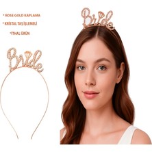 Alka Rose Gold Renkli Taşlı “bride” Gelin Tacı – El Yazısı Yazı Tipiyle