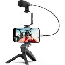 Akıllı Bayi Video Making Kit Telefon Tutucu Vlog Video Mini LED Işıklı