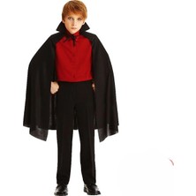 Alka Siyah Yakalı Pelerin - Vampir Pelerin - Dracula Pelerin 90 cm