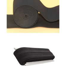 Alka Siyah - 1.5cm Paça Lastik Yassı Geniş 10MT.