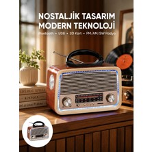 Alka Nostalji Bluetooth Radyo Fm Am Sw Ahşap Eskitme Tasarım Yeni Nesil
