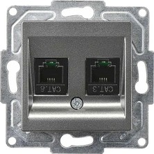 Valor Eqona Radius Neoline Data + Nümeris Telefon Prizi (RJ45 Cat6 + Cat3), Füme (Mekanizma + Tuşkapak)