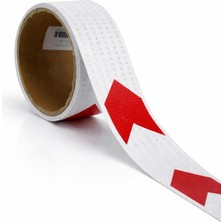 Valor Yapışkanlı 7.5 cm (1 Metre) Kırmızı Beyaz Petekli Ok Yönlendirme Reflektörlü Reflektif Şerit Bant