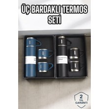 Alka Şık ve Dayanıklı 3 Bardaklı Termos Seti Uzun Süre Isı Koruma Özellikli