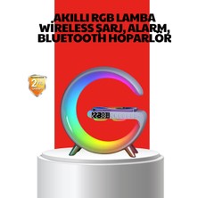Alka Kablosuz Şarjlı Atmosfer Lambası Bluetooth Hoparlör ve Akıllı Alarm Özellikli