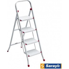 Alka Saraylı Pratik Metal Merdiven Beyaz 4 Basamaklı