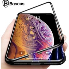 Alka Baseus Iphone Xs Max Arkası Cam Manyetik Metal Frame KILIF-(5775)