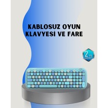 Alka Retro Tarz Kablosuz Klavye Mouse Seti – 104 Tuşlu Ergonomik Tasarım