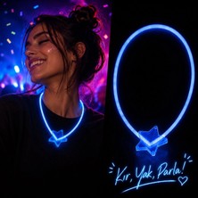 Alka Glow Kolye Neon Fosforlu Işıklı Kolye Mavi Renk