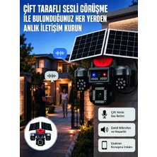 Alka LED Projektörlü Sirenli Güneş Enerjili Akıllı Güvenlik Kamerası