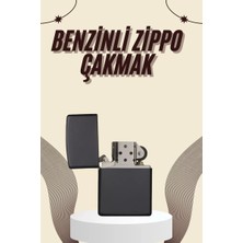 Alka Çakmak Parlak Siyah Benzinli Çakmak Cep Boy Doldurulabilir