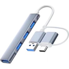 Alka Ally A-806 4in1 Type-C + USB Girişli USB 3.0 Çoğaltıcı Hub Adaptör ÇEVIRICI-(5775)