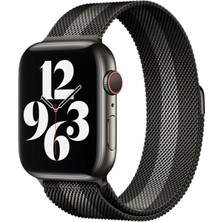 Alka Apple Watch 38MM Metal Mıknatıslı Kordon - Siyah-Beyaz
