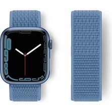 Alka Apple Watch 42MM Hasırlı Cırtcırtlı Kordon - Mavi