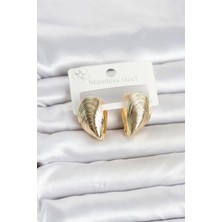 Armüz 316L Çelik Gold Renk Midye Model Kadın Küpe