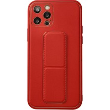 Alka Apple iPhone 12 Pro Kılıf Coco Deri Standlı Kapak - Kırmızı