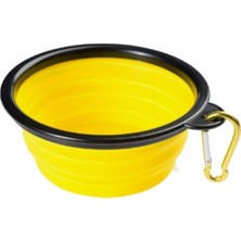 Alka Katlanabilir Silikon Mama ve Su Kabı - Sarı