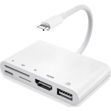 Alka Ally 5in1 Lightning HDMI Dijital Av Adaptör+ Otg USB Hub Kamera Tf Sd OKUYUCU-(5775)