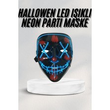 Alka LED Işıklı Neon Maske Cadılar Bayramı Maskesi Korkunç Korku Maskesi