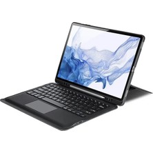 Alka Dux Ducıs Galaxy Tab S8+ / S7+ / S7 Fe Için Ayrılabilir Bluetooth Klavye Touchpad Pu Deri KILIF-(5775)