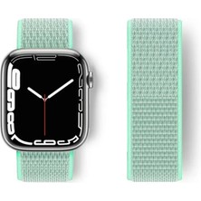 Alka Apple Watch 42MM Hasırlı Cırtcırtlı Kordon - Turkuaz