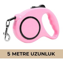 Alka Makaralı Köpek Gezdirme Tasması Pembe Siyah 5mt