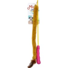Akıllı Bayi Peluşlu Tüylü Kedi Olta Oyuncağı Sarı-Pembe