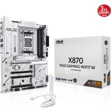 Alka Asus X870 Max Gamıng Wıfı7 W, 4xddr5, 3xm2, Hdmı, Dp, Type-C, Wi-Fi 7, Bluetooth V5.3, Am5 Soket Gamıng Anakart