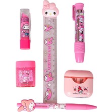 Valor My Melody Lisanslı 6 Parça Kırtasiye Seti, Pods/kulaklık Tasarımı, Dekomus Islak Mendil Hediyeli