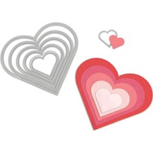 Valor Sizzix Framelits 6'lı Kalp Kesim Kalıbı Seti - 2.2cm ile 11.4cm Arası