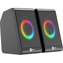 Alka Lenovo DS100 Lecoo 1+1 3W*2 Rgb Aydınlatmalı USB Siyah Hoparlör