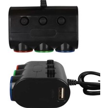 Alka Olesson 1523 12-24V Çift USB Girişli 120W 80CM Kablolu 3'lü Araç Çakmak Çoklayıcı